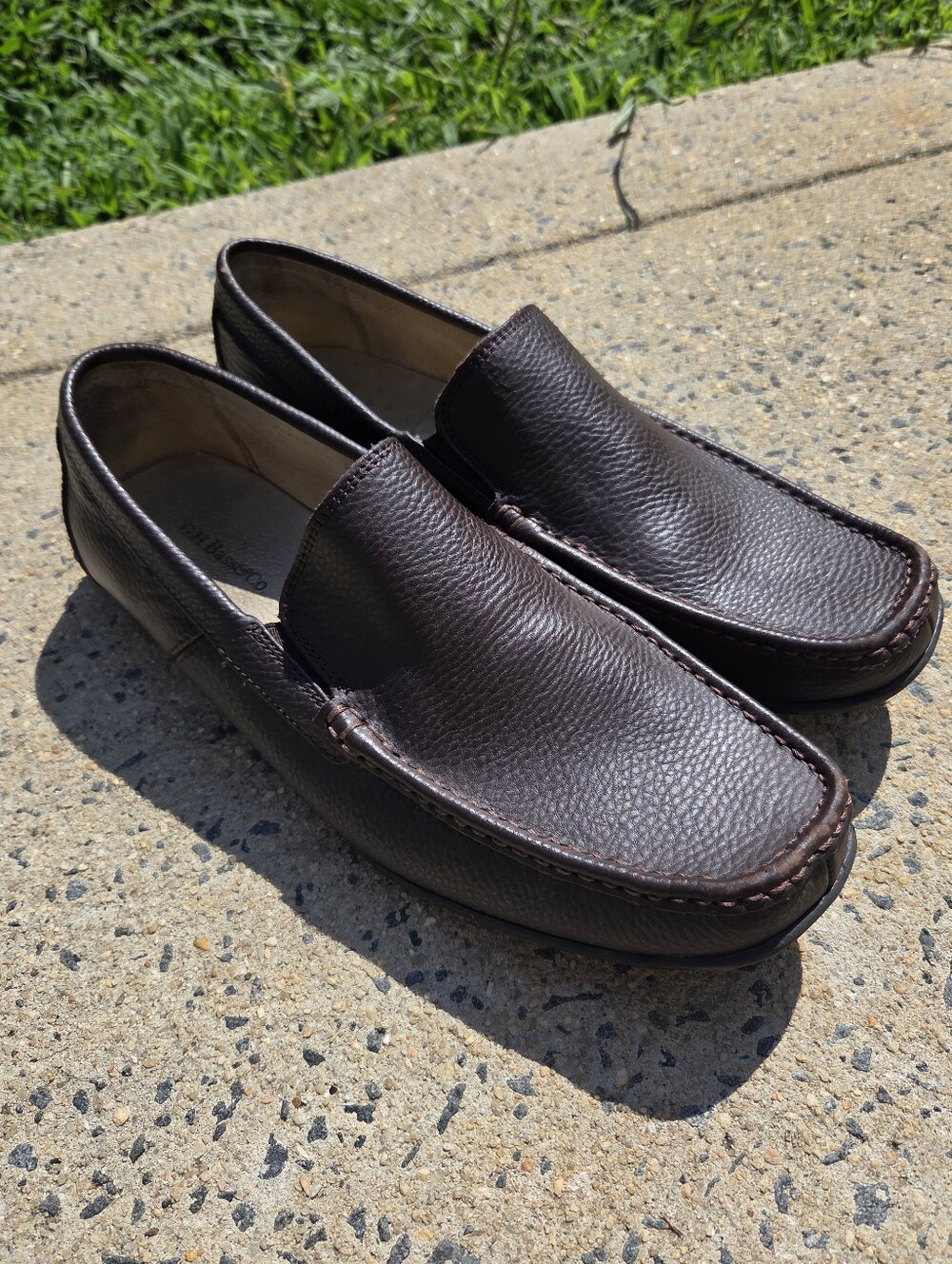 GH Bass Conrad Mens 13 M Brown Leather Driving Loafers Shoes Slip On Moc Toe